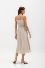 ALISON SMOCKED WAIST CAMISOLE MIDI DRESS