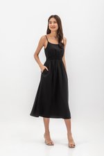ALISON SMOCKED WAIST CAMISOLE MIDI DRESS