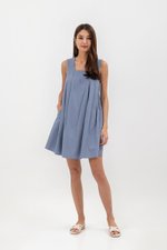 MERINDA PLEATED BACK V MINI DRESS