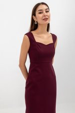 HANA SWEETHEART NECKLINE FITTED MIDI DRESS
