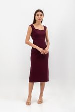 HANA SWEETHEART NECKLINE FITTED MIDI DRESS