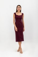 HANA SWEETHEART NECKLINE FITTED MIDI DRESS