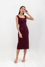 HANA SWEETHEART NECKLINE FITTED MIDI DRESS