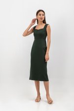 HANA SWEETHEART NECKLINE FITTED MIDI DRESS