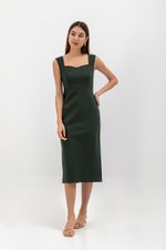 HANA SWEETHEART NECKLINE FITTED MIDI DRESS
