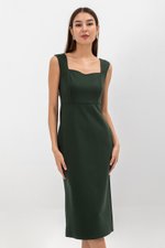 HANA SWEETHEART NECKLINE FITTED MIDI DRESS