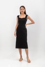 HANA SWEETHEART NECKLINE FITTED MIDI DRESS