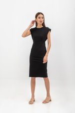 EMILY CAP SLEEVE FITTED MIDI DRESS
