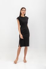 EMILY CAP SLEEVE FITTED MIDI DRESS