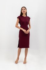 EMILY CAP SLEEVE FITTED MIDI DRESS