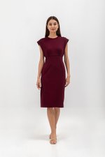 EMILY CAP SLEEVE FITTED MIDI DRESS