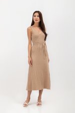 TAKARA V NECK MAXI KNIT DRESS W SASH