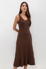 TAKARA V NECK MAXI KNIT DRESS W SASH