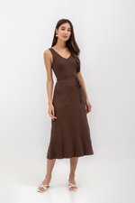 TAKARA V NECK MAXI KNIT DRESS W SASH
