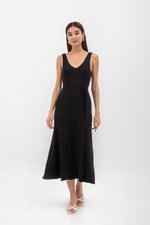 TAKARA V NECK MAXI KNIT DRESS W SASH