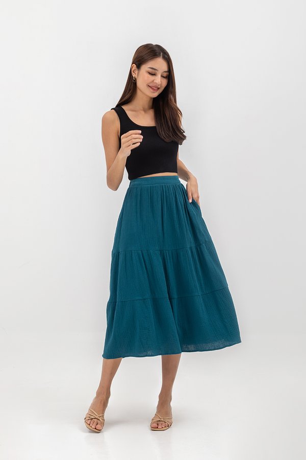 IMANI TIERED MUSLIN MIDI SKIRT