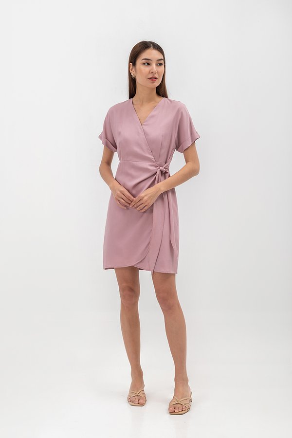ELAINE BATWING WRAP MINI DRESS