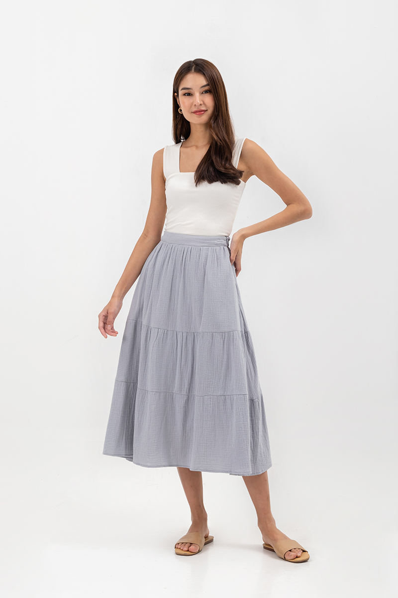 FABRIC-PLEATED LONG SKIRT ALA HEART - Chachi Online Shop