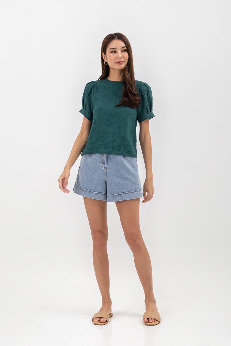 ELISABETTA COTTON PUFF SLEEVE TOP