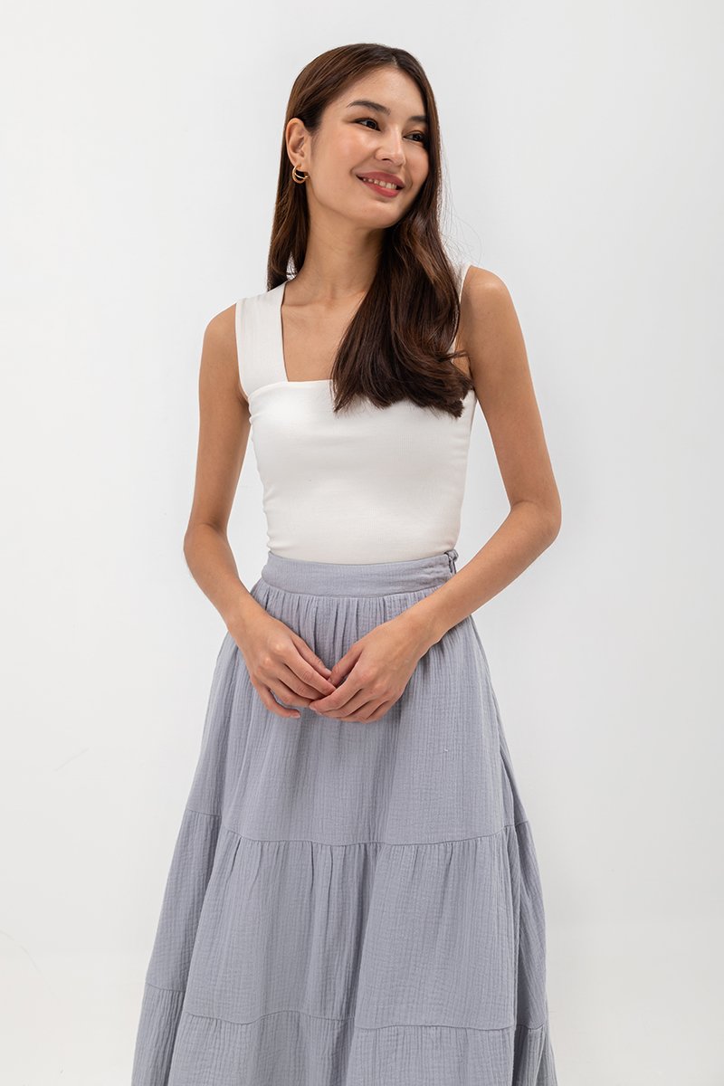 IMANI TIERED MUSLIN MIDI SKIRT