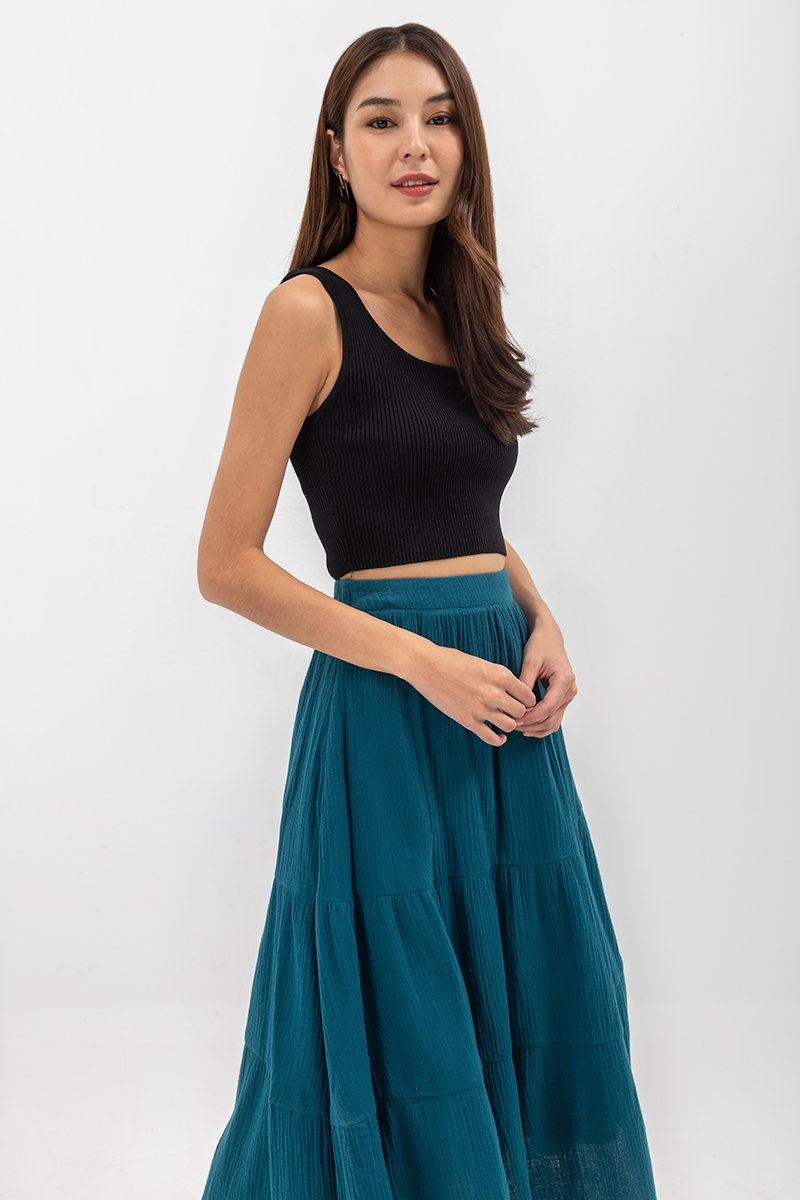 IMANI TIERED MUSLIN MIDI SKIRT
