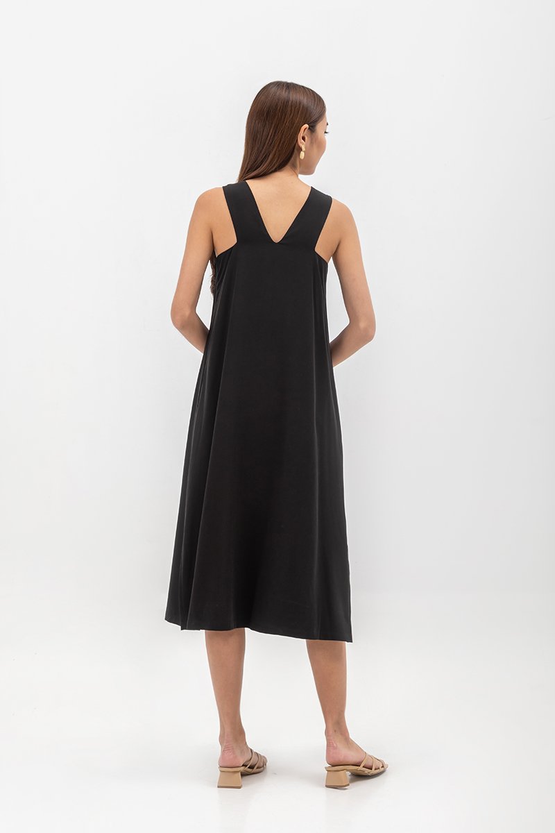 EVE BACK V TENCEL MIDI DRESS