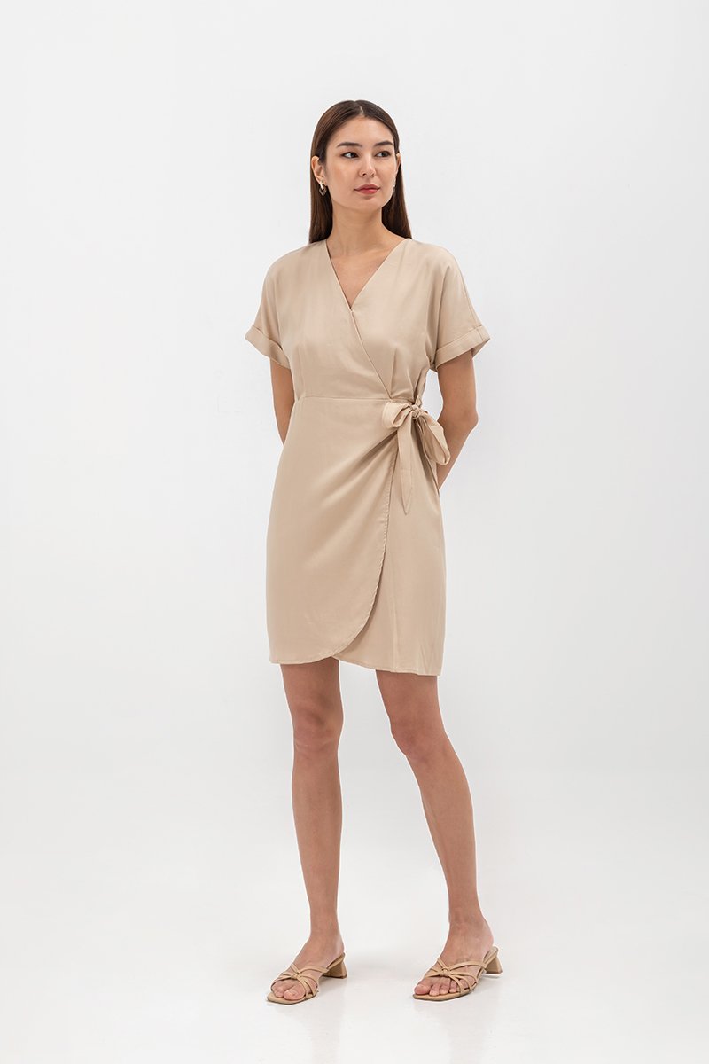 ELAINE BATWING WRAP MINI DRESS