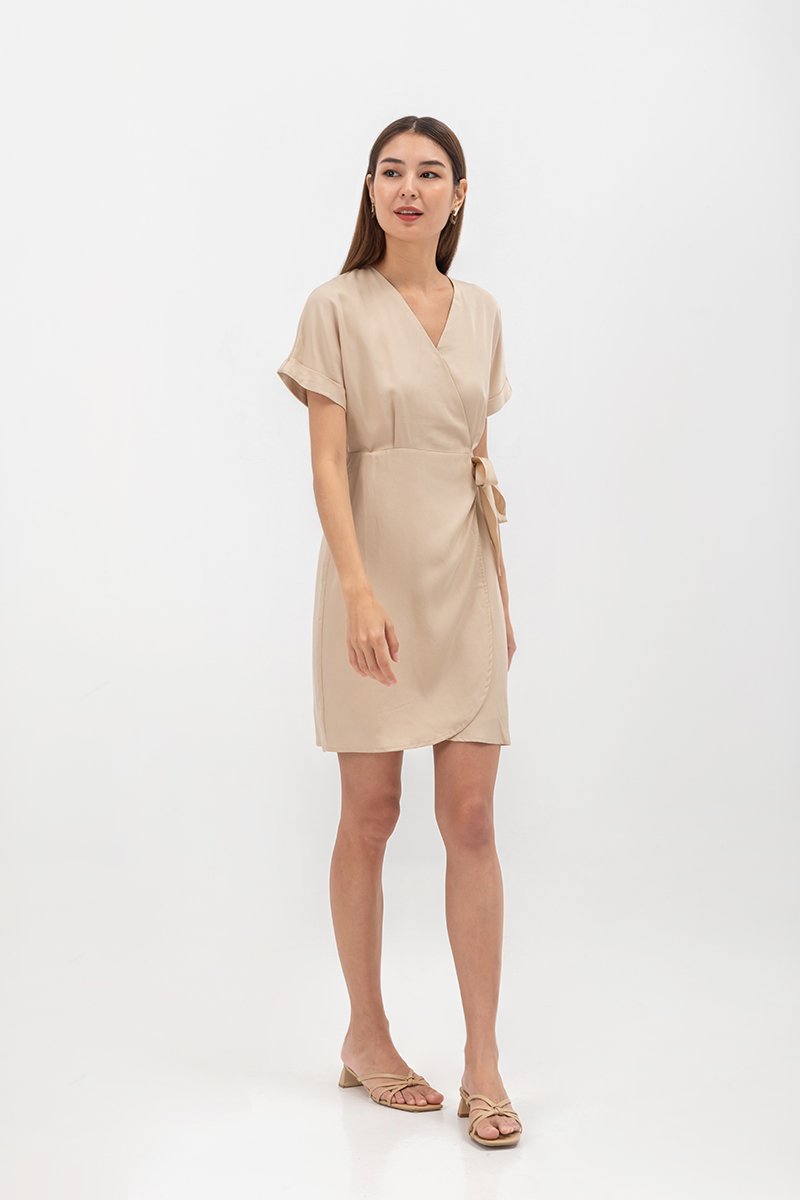 ELAINE BATWING WRAP MINI DRESS