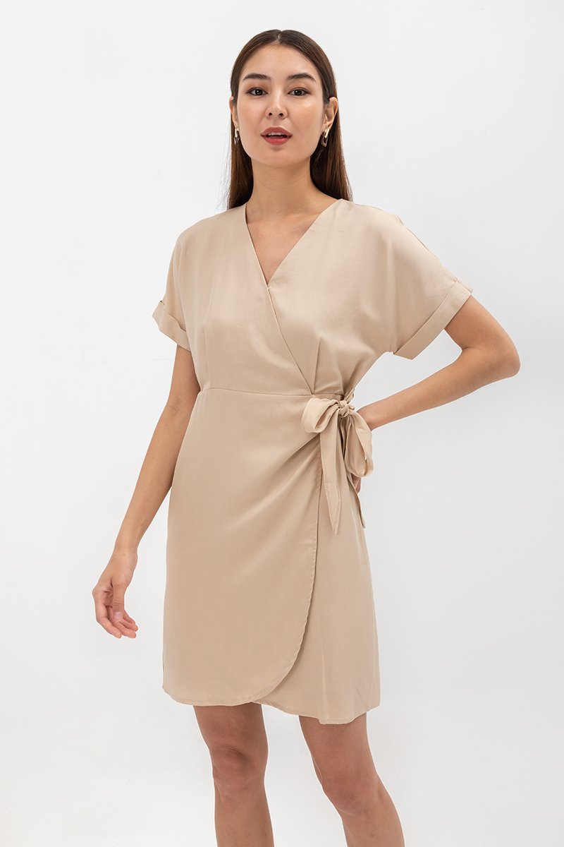 ELAINE BATWING WRAP MINI DRESS