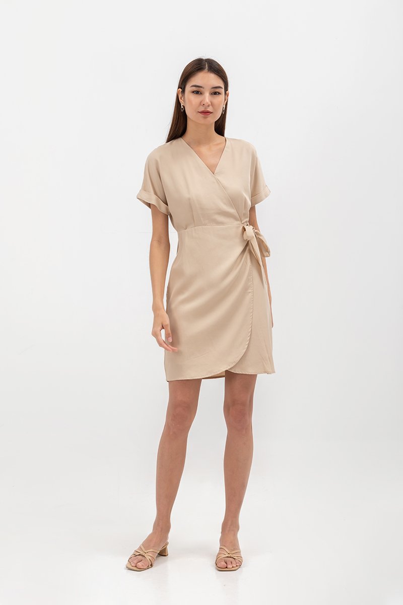 ELAINE BATWING WRAP MINI DRESS
