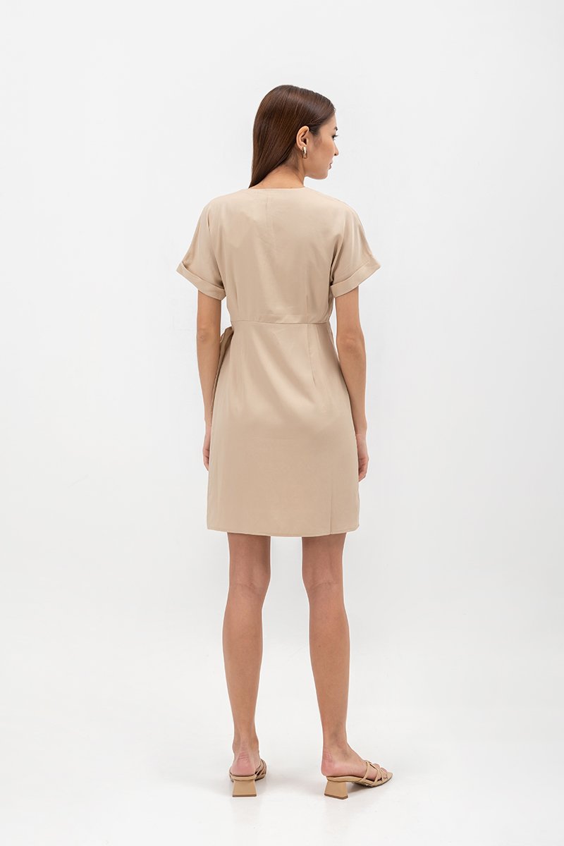 ELAINE BATWING WRAP MINI DRESS