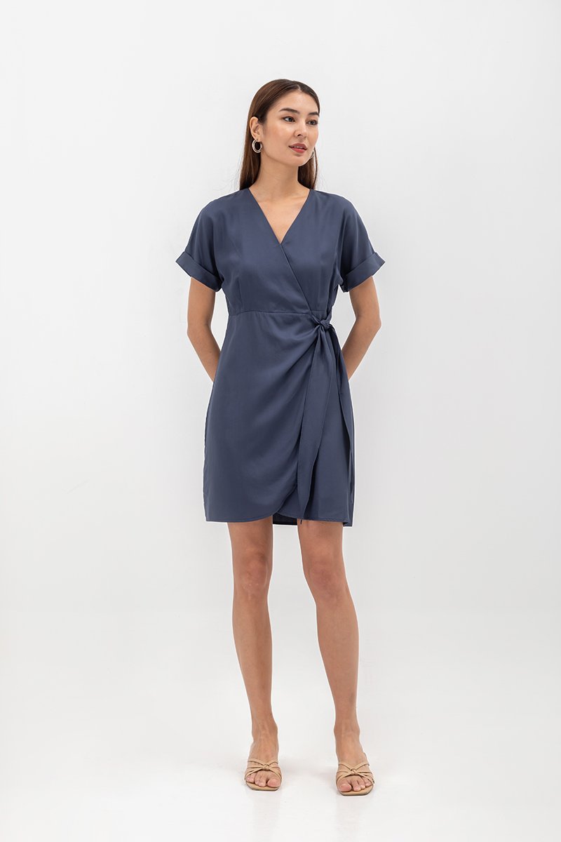 ELAINE BATWING WRAP MINI DRESS