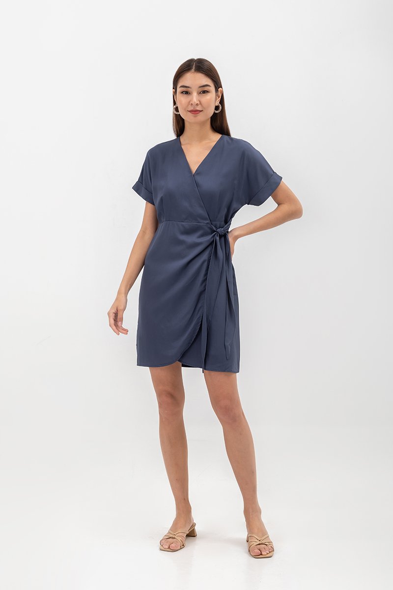 ELAINE BATWING WRAP MINI DRESS