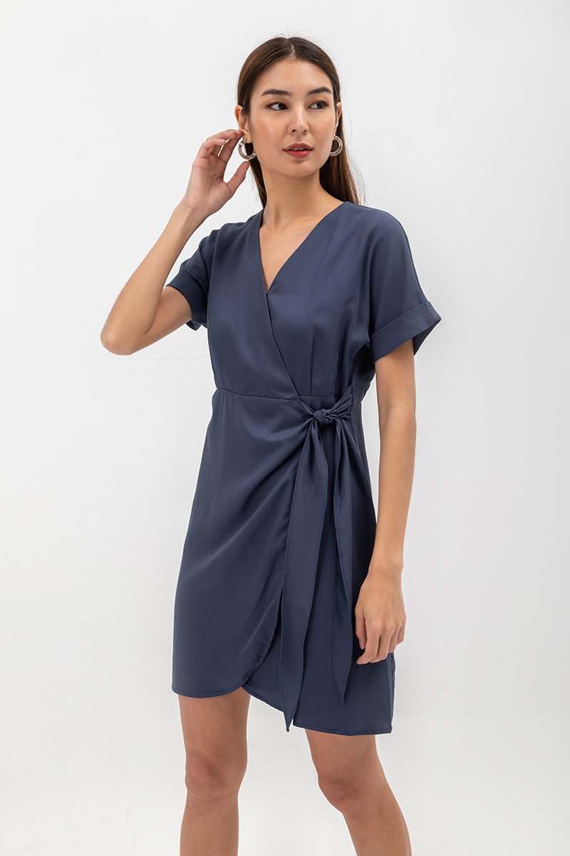 ELAINE BATWING WRAP MINI DRESS