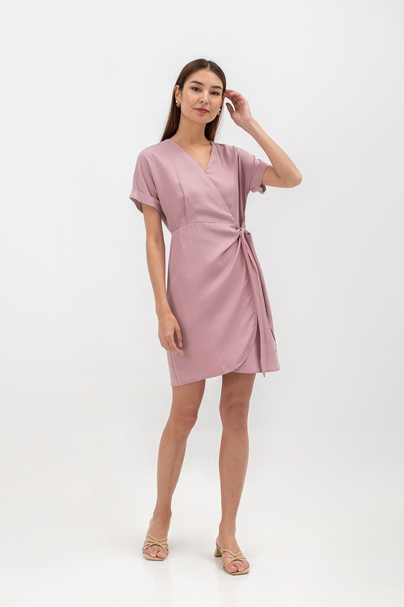 ELAINE BATWING WRAP MINI DRESS
