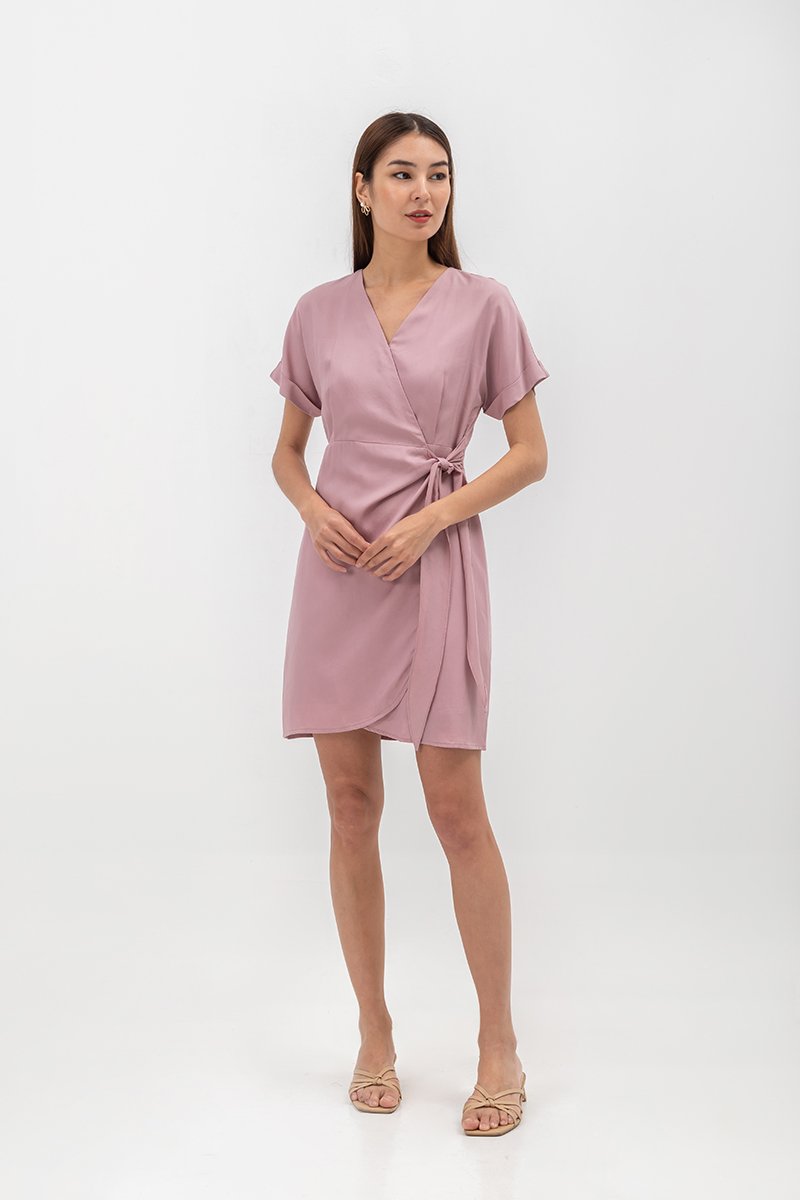 ELAINE BATWING WRAP MINI DRESS