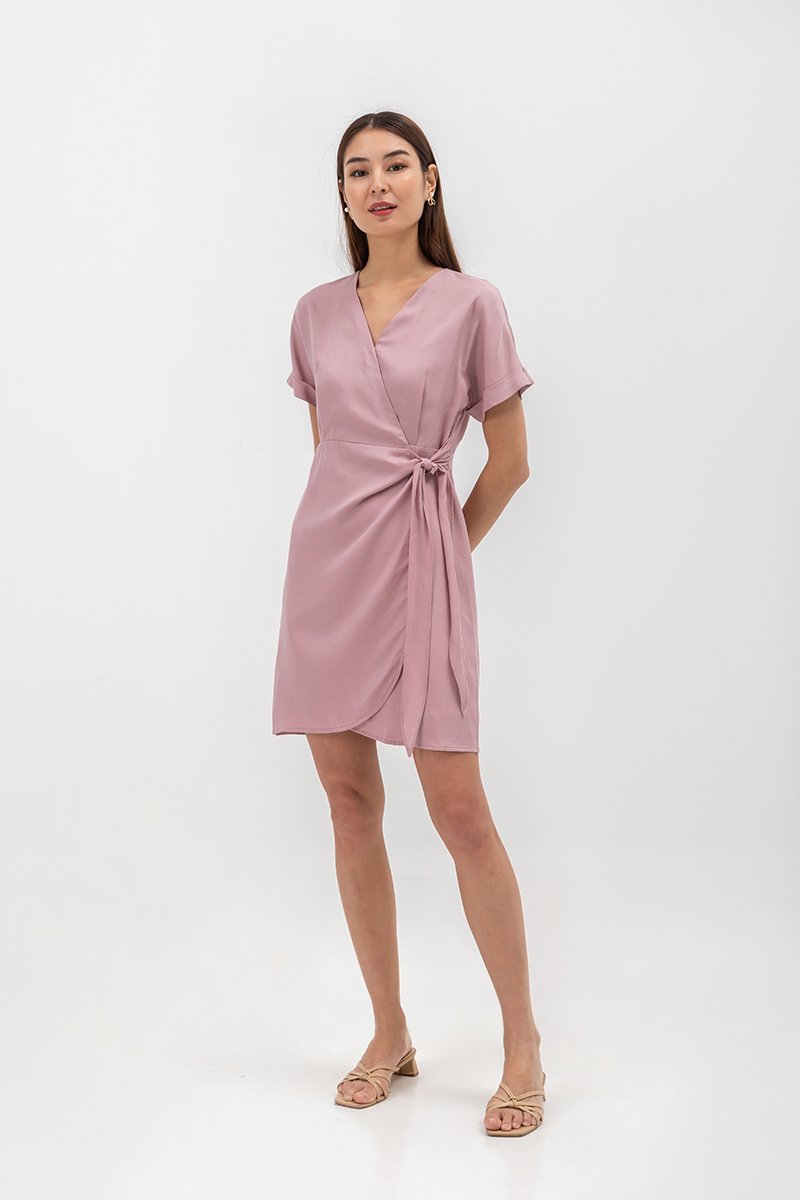 ELAINE BATWING WRAP MINI DRESS