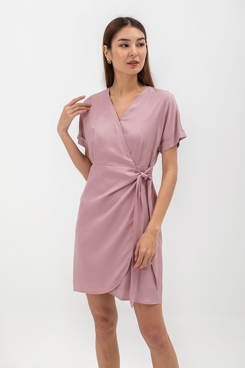 ELAINE BATWING WRAP MINI DRESS