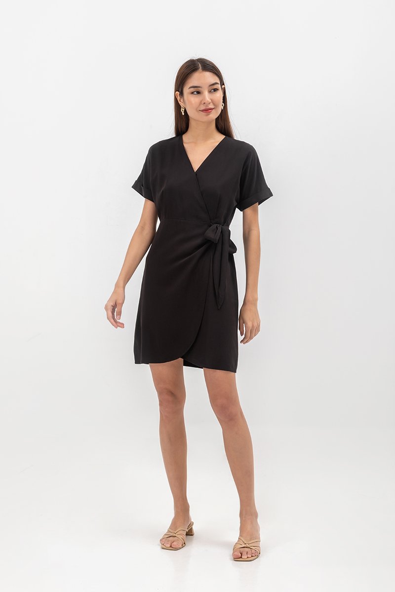 ELAINE BATWING WRAP MINI DRESS