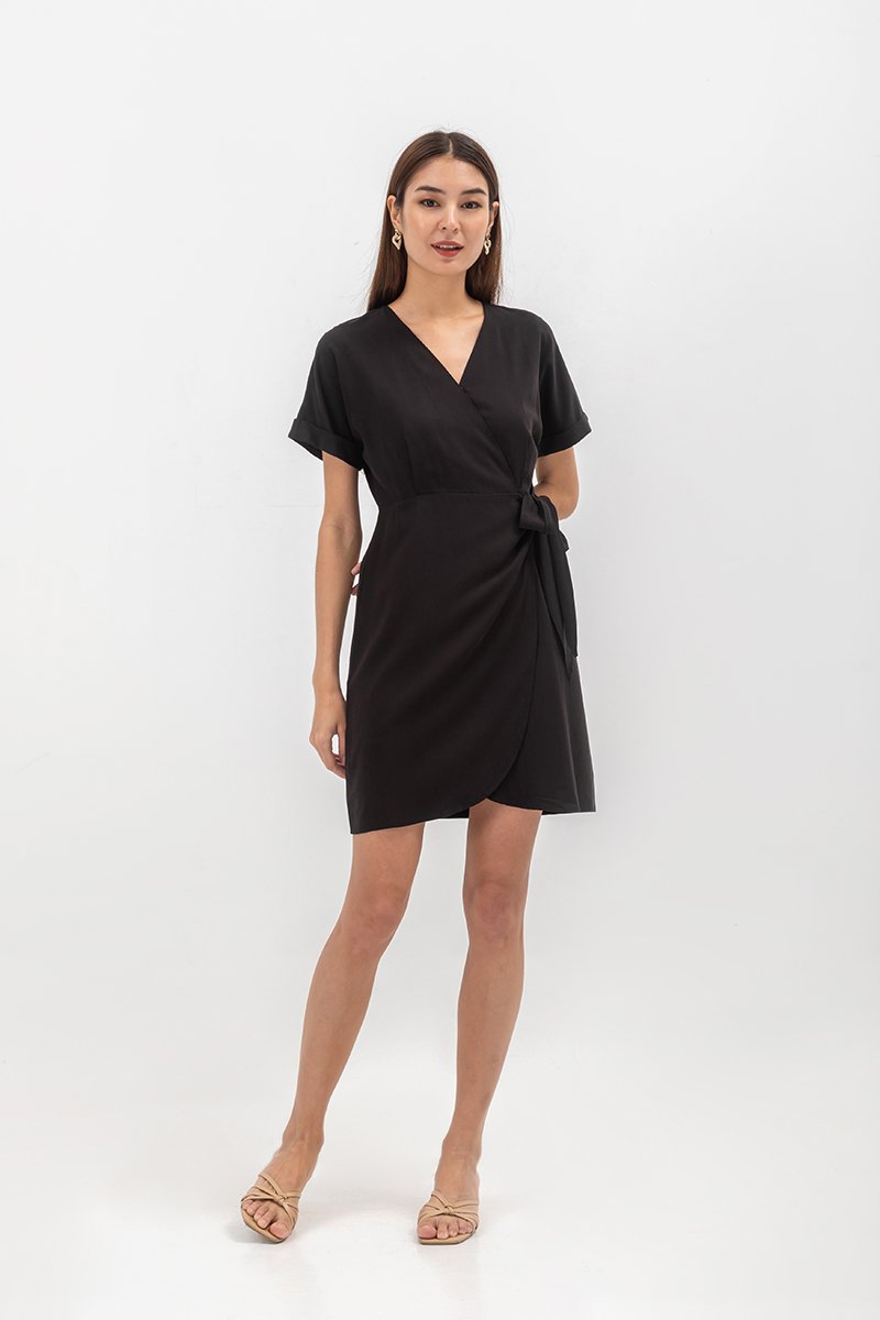 ELAINE BATWING WRAP MINI DRESS