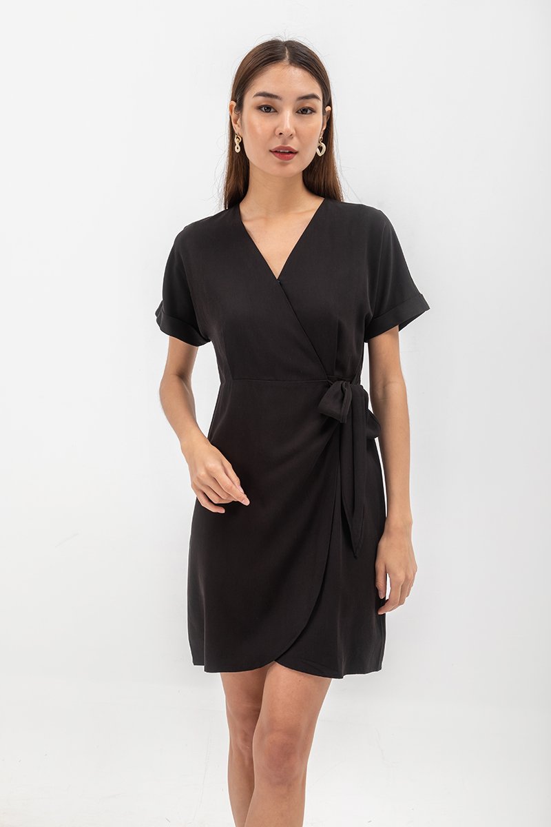 ELAINE BATWING WRAP MINI DRESS