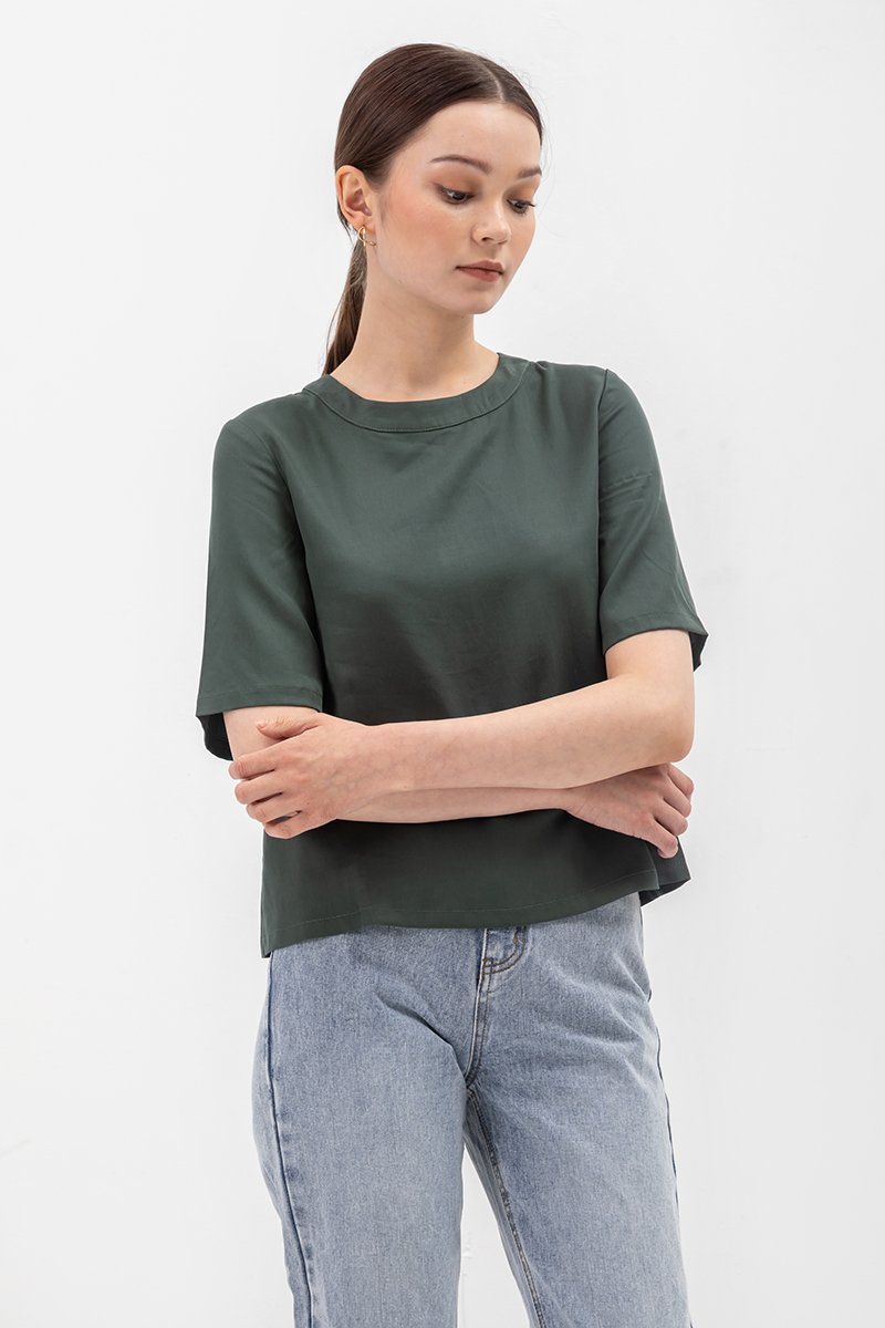 BLAIR BACK BUTTONDOWN TENCEL TOP