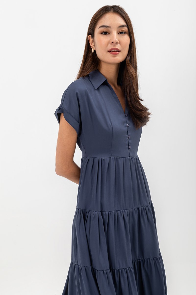SYLVIA TIERED MAXI SHIRT DRESS