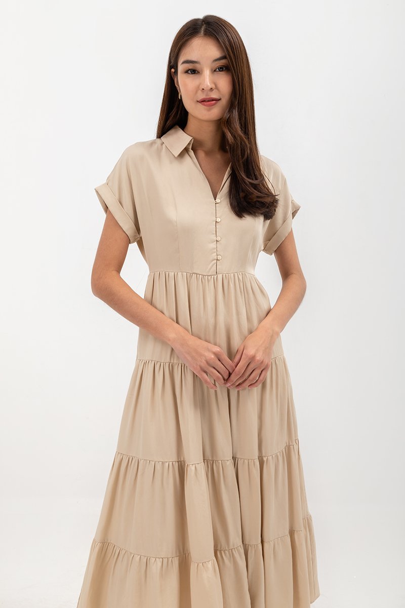 SYLVIA TIERED MAXI SHIRT DRESS