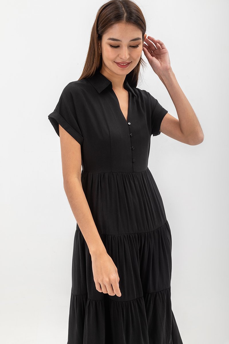SYLVIA TIERED MAXI SHIRT DRESS