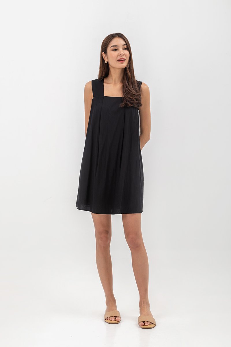 MERINDA PLEATED BACK V MINI DRESS