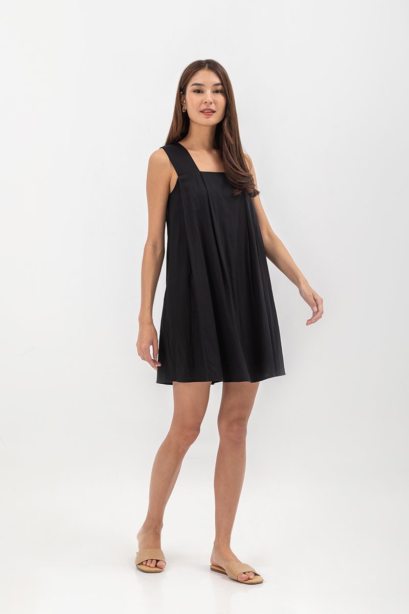 MERINDA PLEATED BACK V MINI DRESS