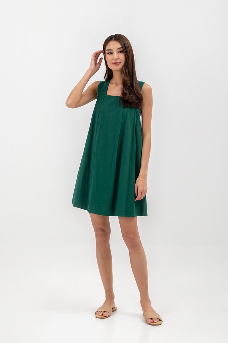 MERINDA PLEATED BACK V MINI DRESS