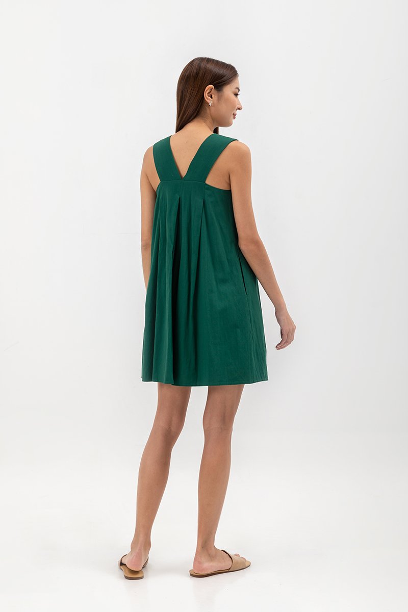 MERINDA PLEATED BACK V MINI DRESS