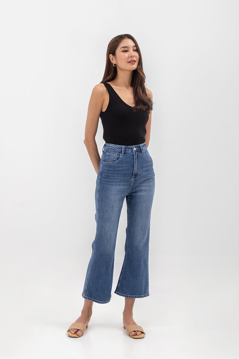 KRIS DENIM FLARE HEM JEANS